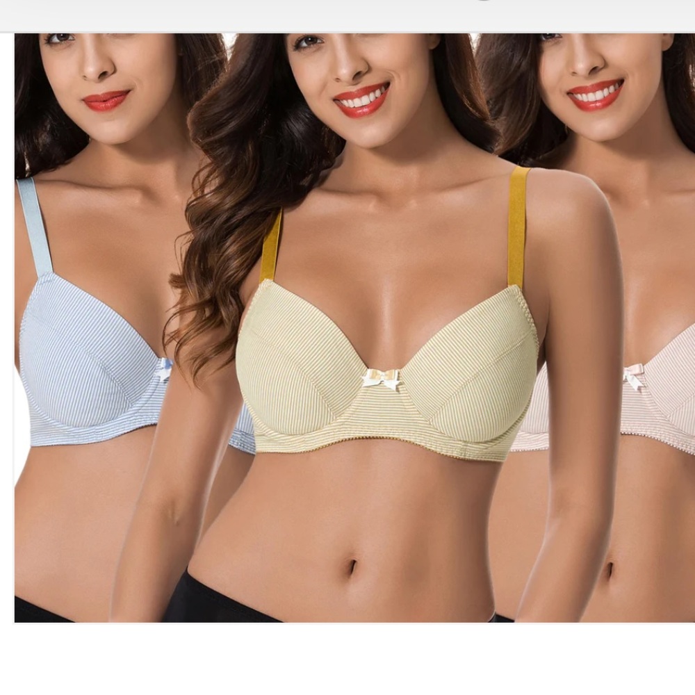 CURVE MUSE Lingerie Womens Cotton Balconette UNDERWIRE Bras 3 Count Size 40DDD
